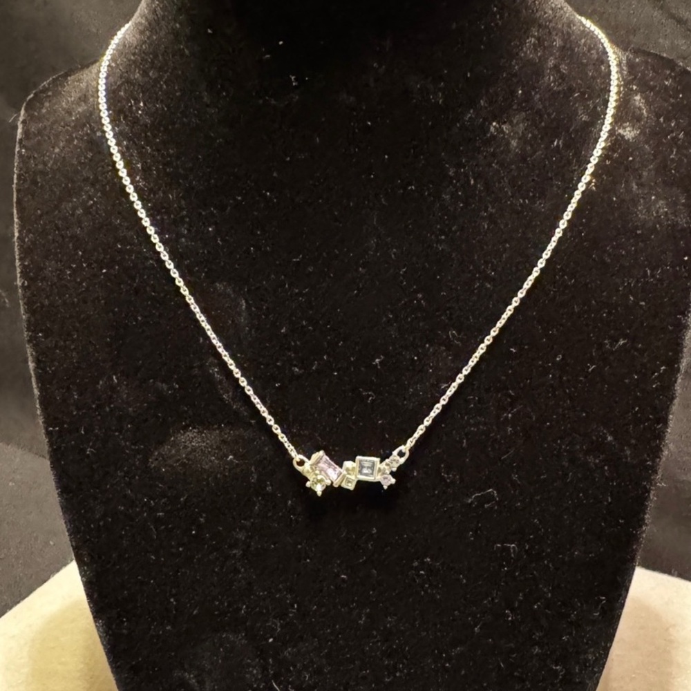 Kendra Scott | EUC Gunner Silver & Clear Crystal Short Pendant Necklace